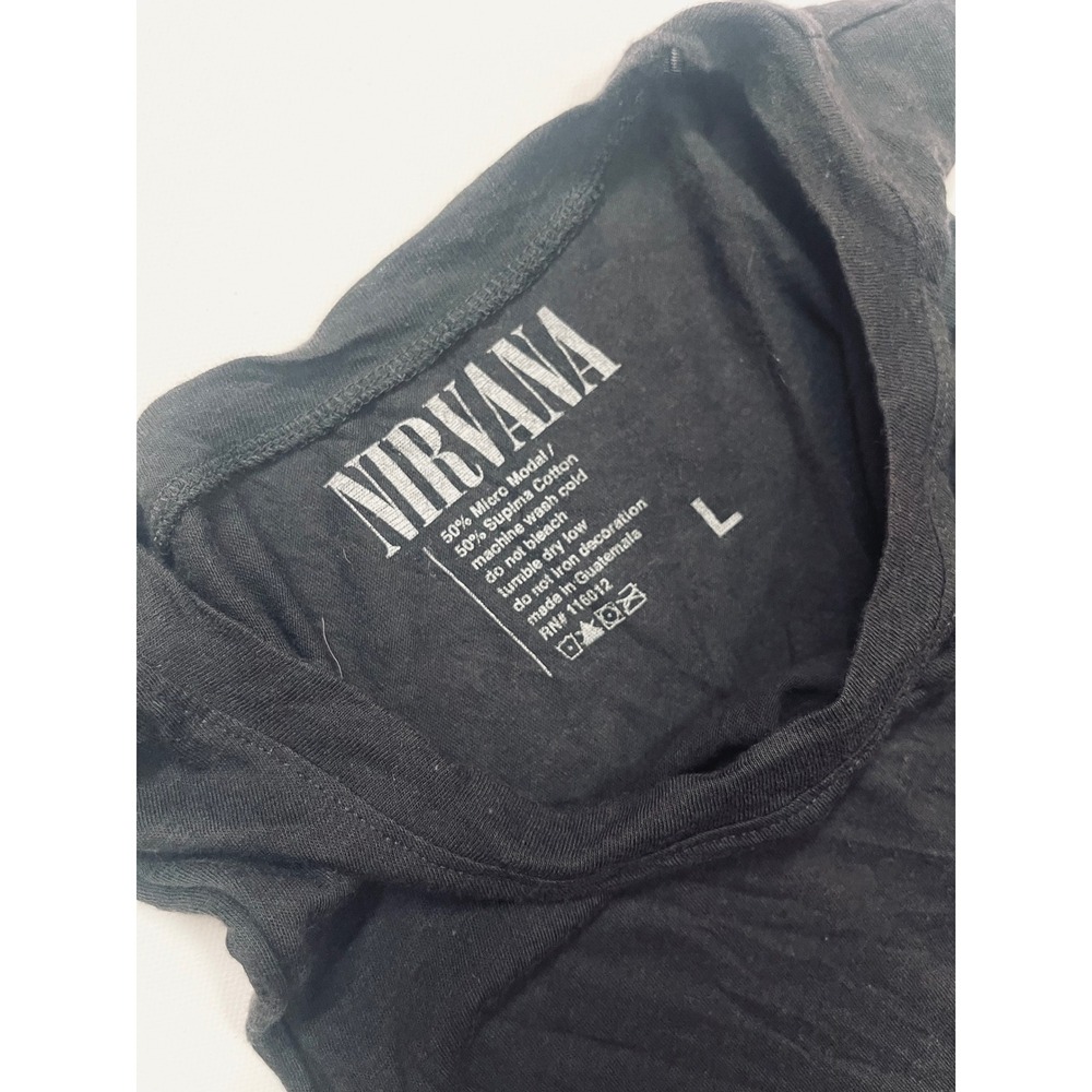 Nirvana Graphic Muscle Tank Top Black Supima Cotton Blend Smiley Face Size L - Picture 4 of 11